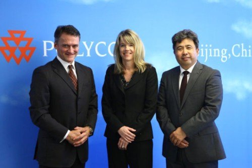 Polycom��̫�^(q��)�����ձȺ����������ޅ^(q��)����Hansjoerg Wagner (��һ)��Polycomȫ���N�ۈ�(zh��)�и�����Tracey Newell(����)��Polycom�Ї��^(q��)����(j��ng)�����(��һ)